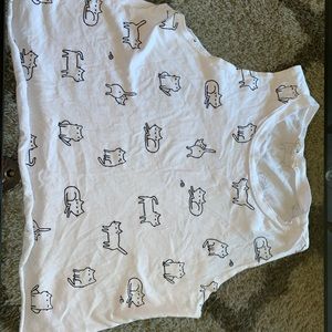 French pastries white crop tank with cats